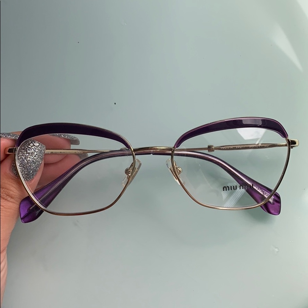 Miu Miu dark purple and gold prescription glasses - Picture 2 of 9